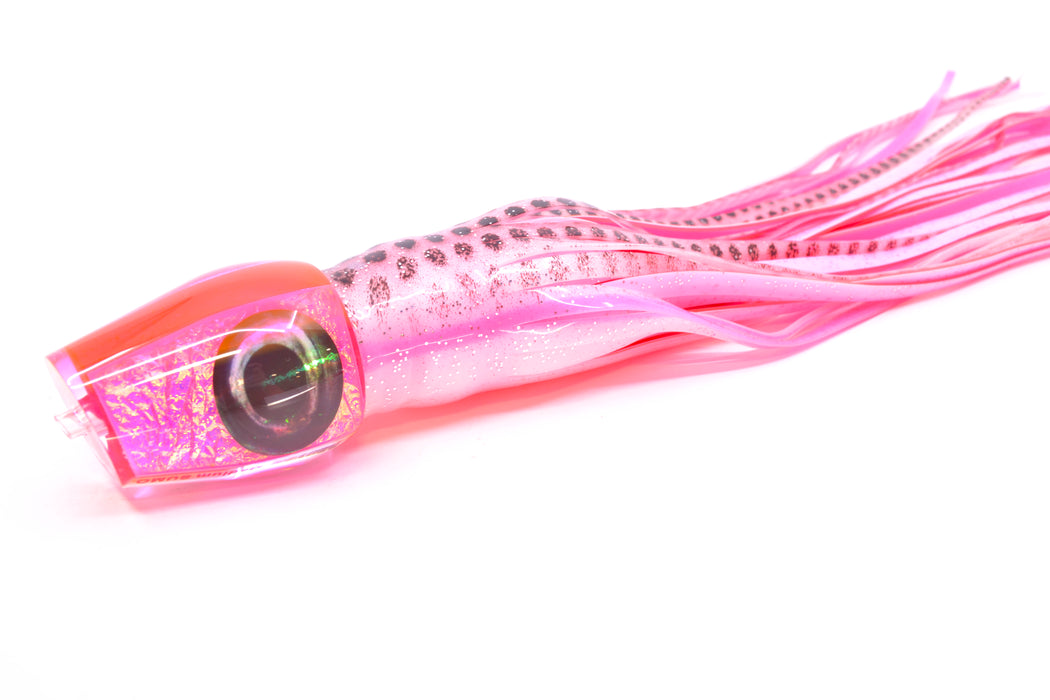 Moyes Lures Pink-Purple Dichro Pink Back Medium Sumo 12" 6.8oz Skirted White-Black Dots