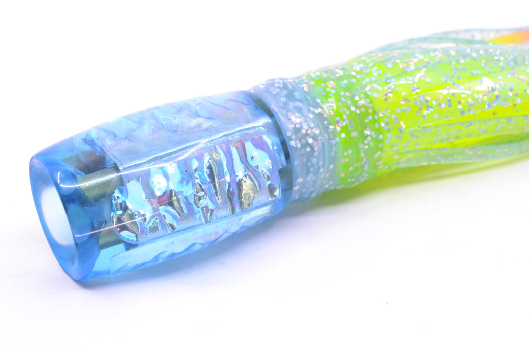Coggin Lures Ice Blue Rainbow Dichro 4-Hole Kilauea Tado Invert 9" 5.5oz Skirted Blue/Rainbow