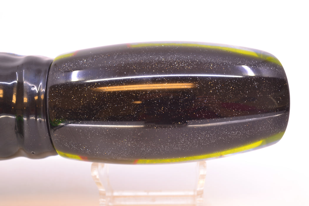 Coggin Lures Ice Rainbow Dichro Black-Yellow Back Maui Plunger 14" 13oz Skirted Yellowfin