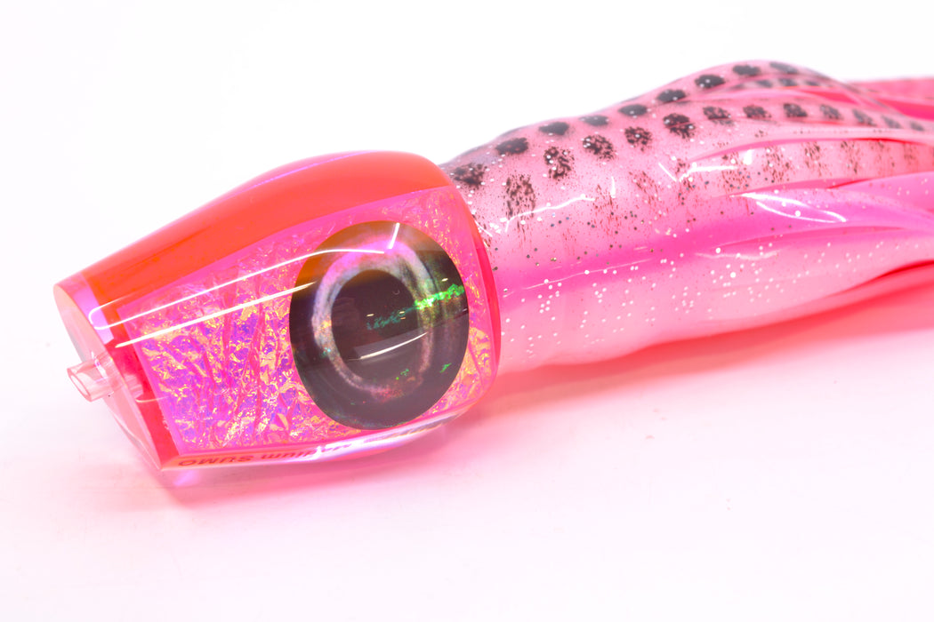 Moyes Lures Pink-Purple Dichro Pink Back Medium Sumo 12" 6.8oz Skirted White-Black Dots