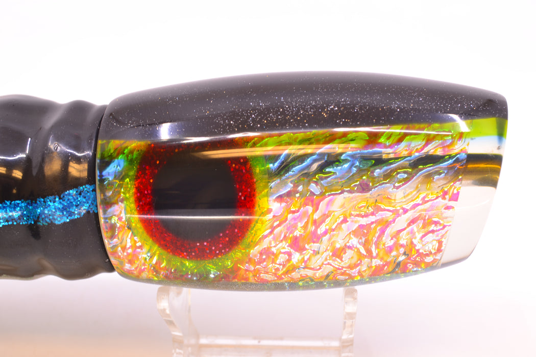 Coggin Lures Ice Rainbow Dichro Black-Yellow Back Maui Plunger 14" 13oz Skirted Yellowfin