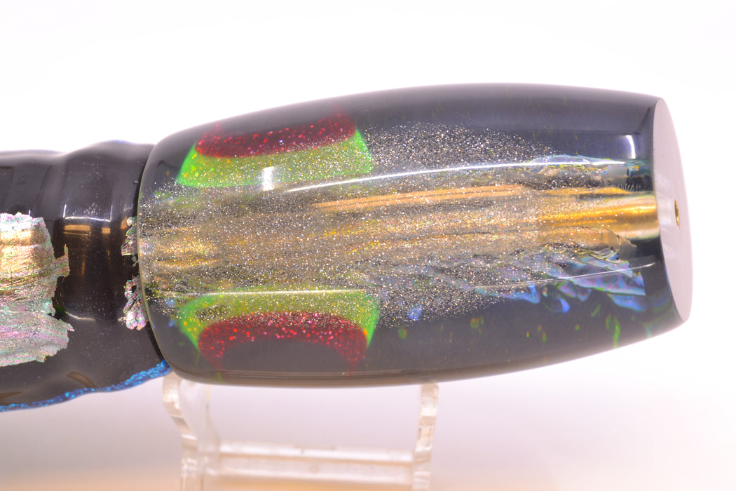 Coggin Lures Ice Rainbow Dichro Black-Yellow Back Maui Plunger 14" 13oz Skirted Yellowfin