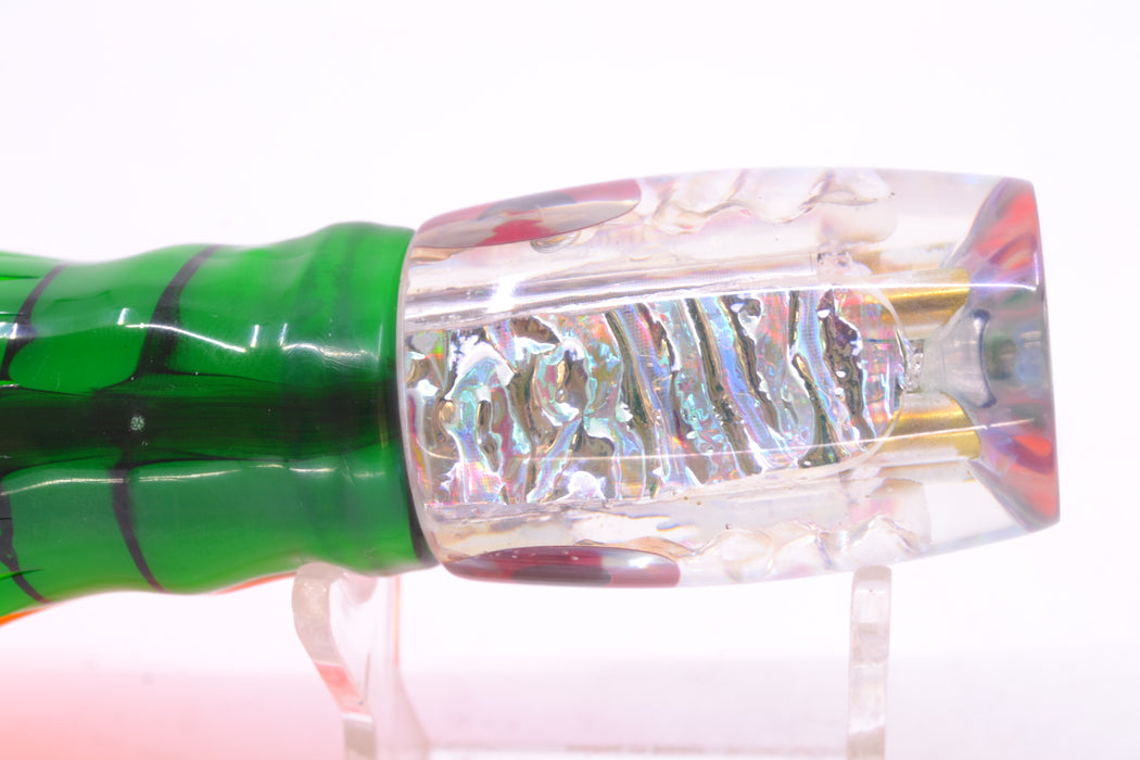 Coggin Lures Ice Rainbow Dichro 4-Hole Kilauea Tado Invert 9" 5.5oz Skirted Guacamaya