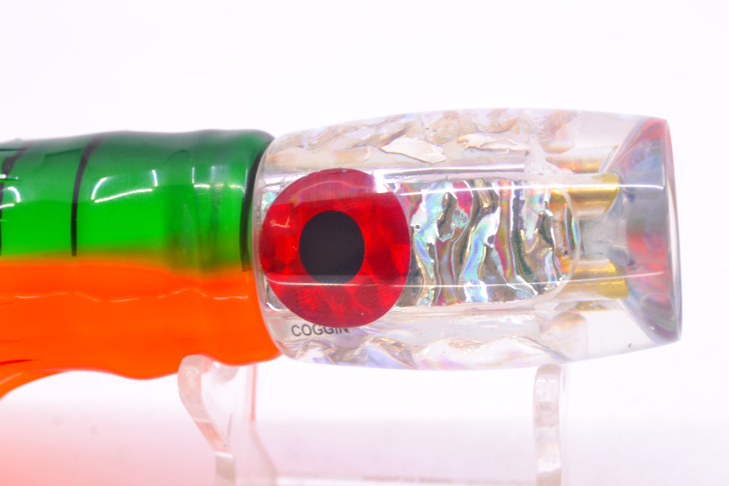 Coggin Lures Ice Rainbow Dichro 4-Hole Kilauea Tado Invert 9" 5.5oz Skirted Guacamaya