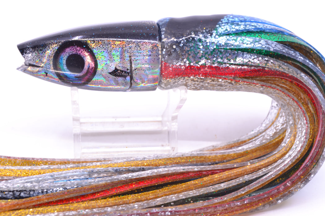 Aloha Lures Silver Rainbow Black Back Super Ninja 9" 6oz Skirted Evil GZE