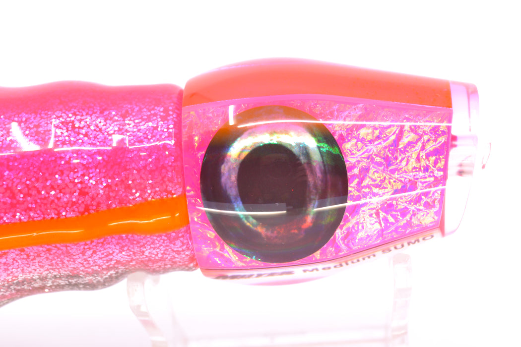 Moyes Lures Pink-Purple Dichro Pink Back Medium Sumo 12" 6.8oz Skirted Pink-Yellow-Silver