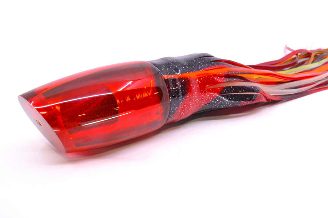 Koya Lures Red Chrome Red Eyes Large Poi Dog 16" 16oz Skirted Black & Red Bars