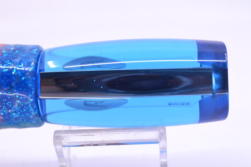 Bonze Lures Ice Blue Mirrored Red Eyes Jackhammer 10" 8.5oz Skirted Blue Dots