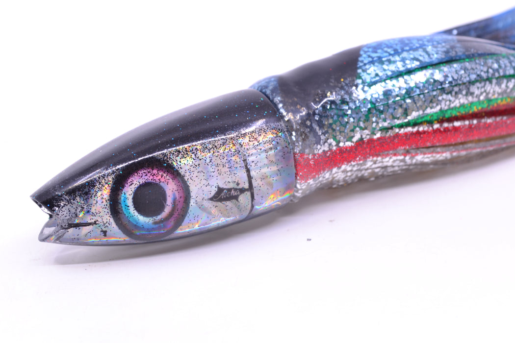 Aloha Lures Silver Rainbow Black Back Super Ninja 9" 6oz Skirted Evil GZE