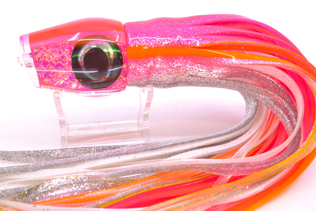 Moyes Lures Pink-Purple Dichro Pink Back Medium Sumo 12" 6.8oz Skirted Pink-Yellow-Silver