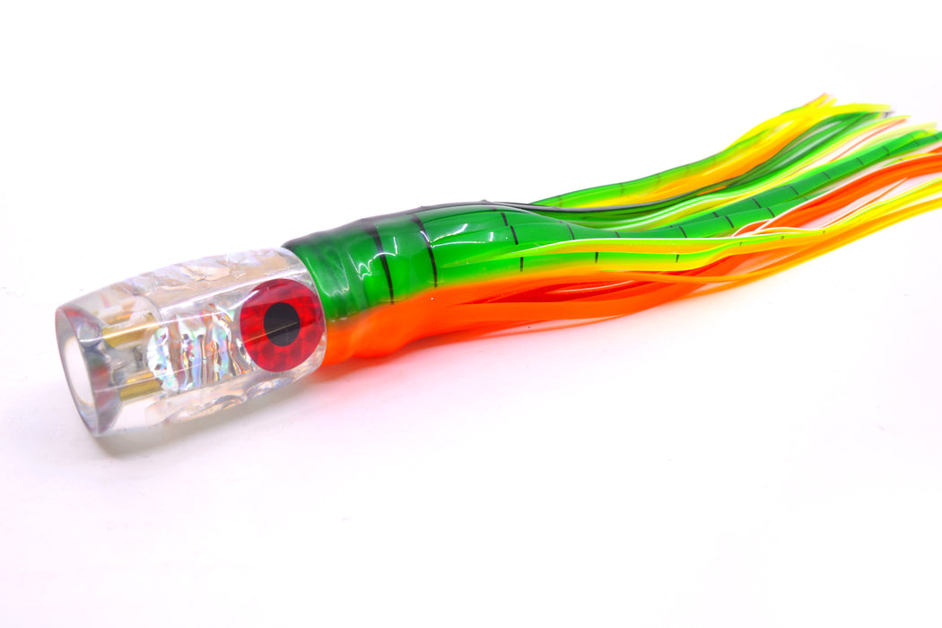 Coggin Lures Ice Rainbow Dichro 4-Hole Kilauea Tado Invert 9" 5.5oz Skirted Guacamaya