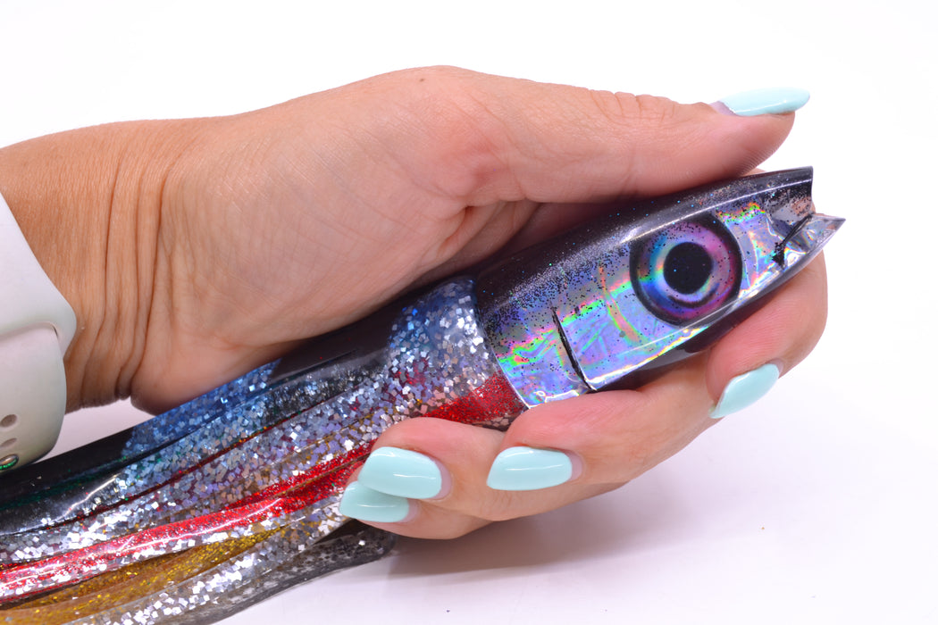 Aloha Lures Silver Rainbow Black Back Super Ninja 9" 6oz Skirted Evil GZE