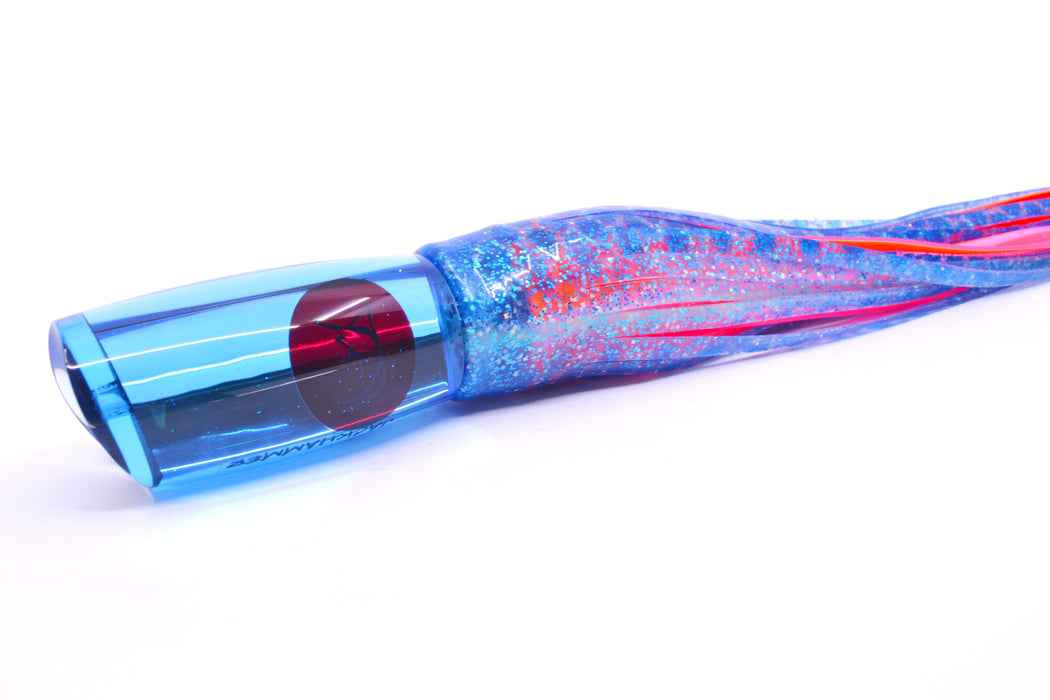 Bonze Lures Ice Blue Mirrored Red Eyes Jackhammer 10" 8.5oz Skirted Blue Dots