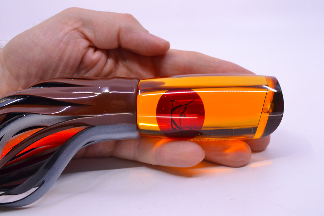 Bonze Lures Amber Mirrored Red Eyes Jackhammer 10" 8.5oz Skirted Root Beer-Silver