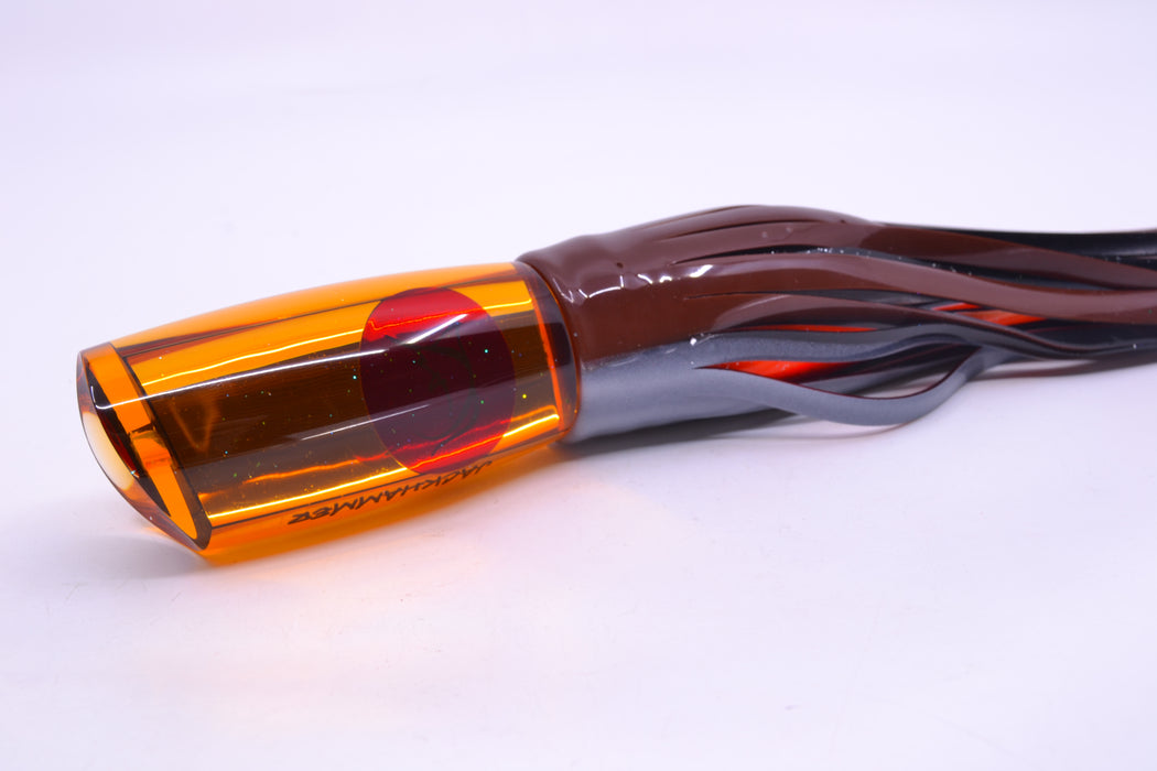 Bonze Lures Amber Mirrored Red Eyes Jackhammer 10" 8.5oz Skirted Root Beer-Silver