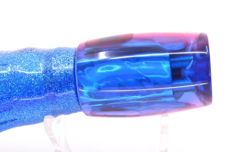 Coggin Lures Real White MOP Blue-Red Back 4-Hole Kilauea Tado Invert 9" 5.5oz Skirted
