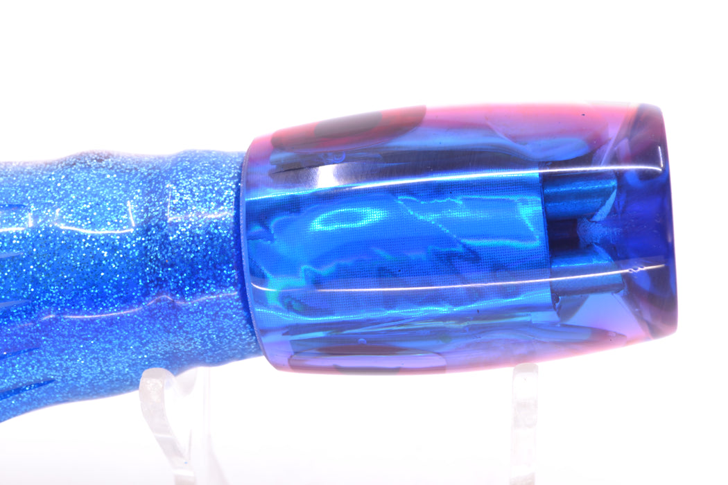 Coggin Lures Real White MOP Blue-Red Back 4-Hole Kilauea Tado Invert 9" 5.5oz Skirted