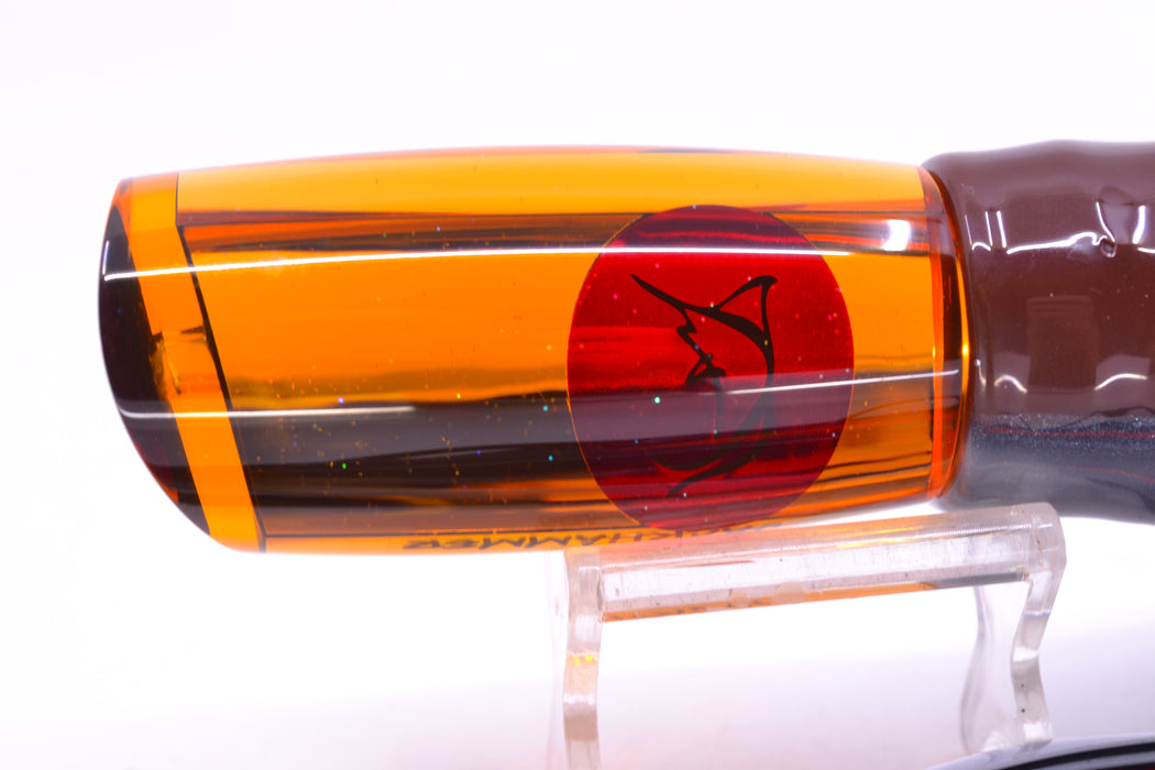 Bonze Lures Amber Mirrored Red Eyes Jackhammer 10" 8.5oz Skirted Root Beer-Silver