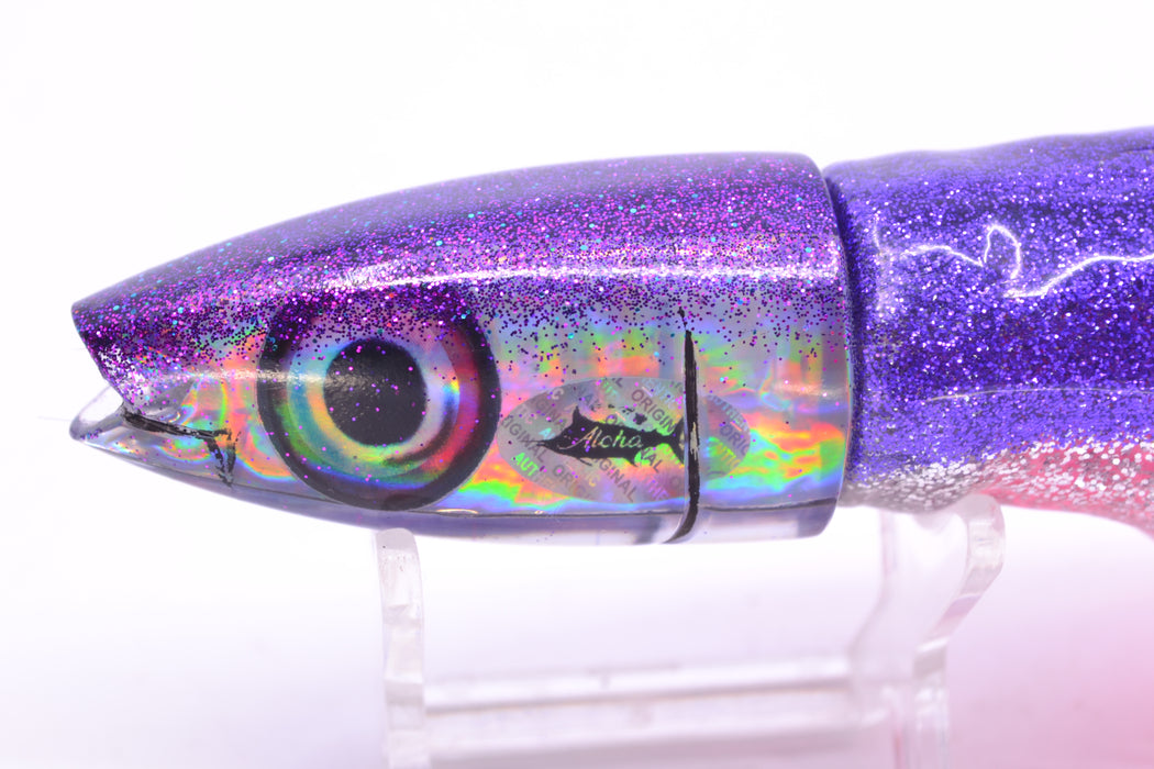 Aloha Lures Silver Rainbow Purple Back Super Ninja 9" 6oz Skirted Purple-Silver/Pink GZE