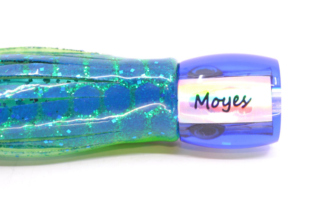 Moyes Lures Paua Shell Blue Back Tang 5" 3oz Skirted Black Dots-Blue Dots