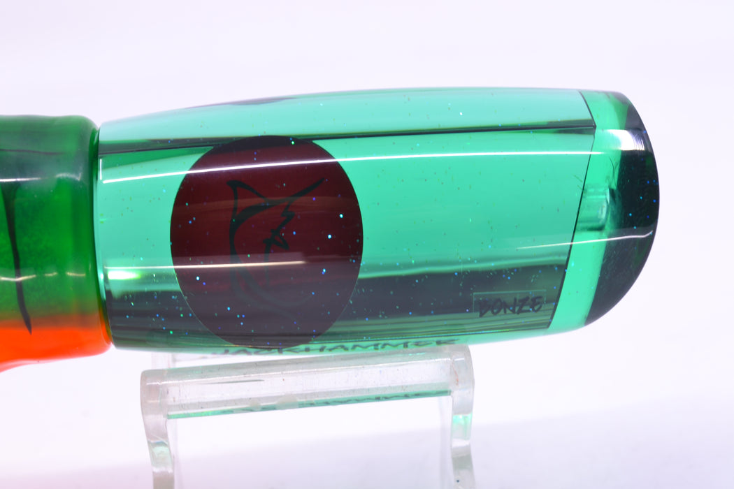 Bonze Lures Green Mirrored Red Eyes Jackhammer 10" 8.5oz Skirted Guacamaya