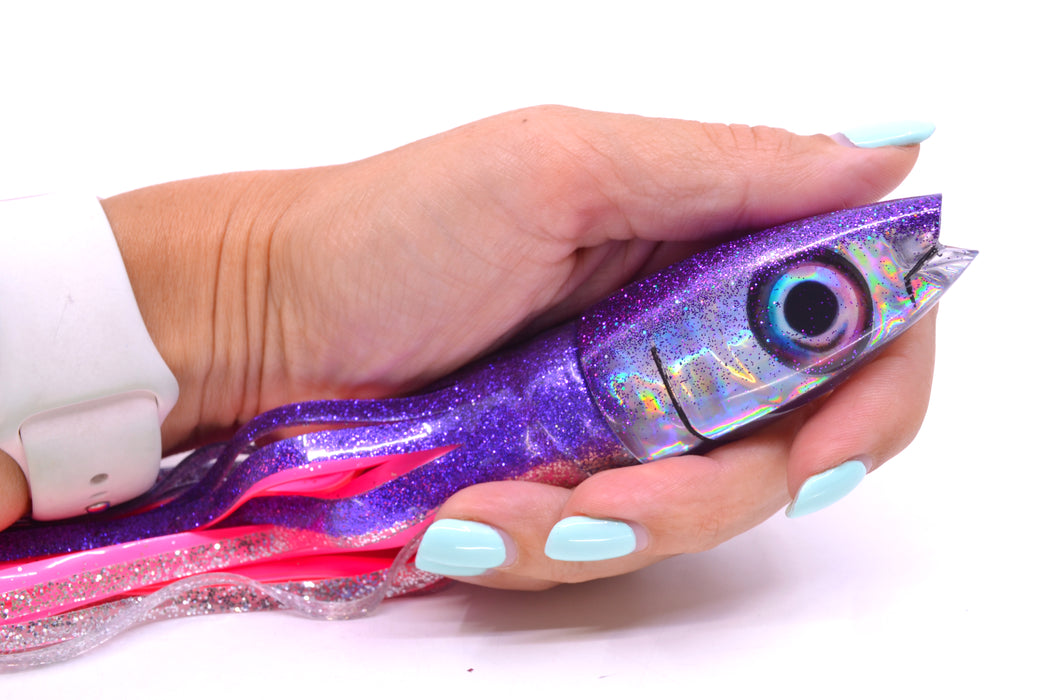 Aloha Lures Silver Rainbow Purple Back Super Ninja 9" 6oz Skirted Purple-Silver/Pink GZE