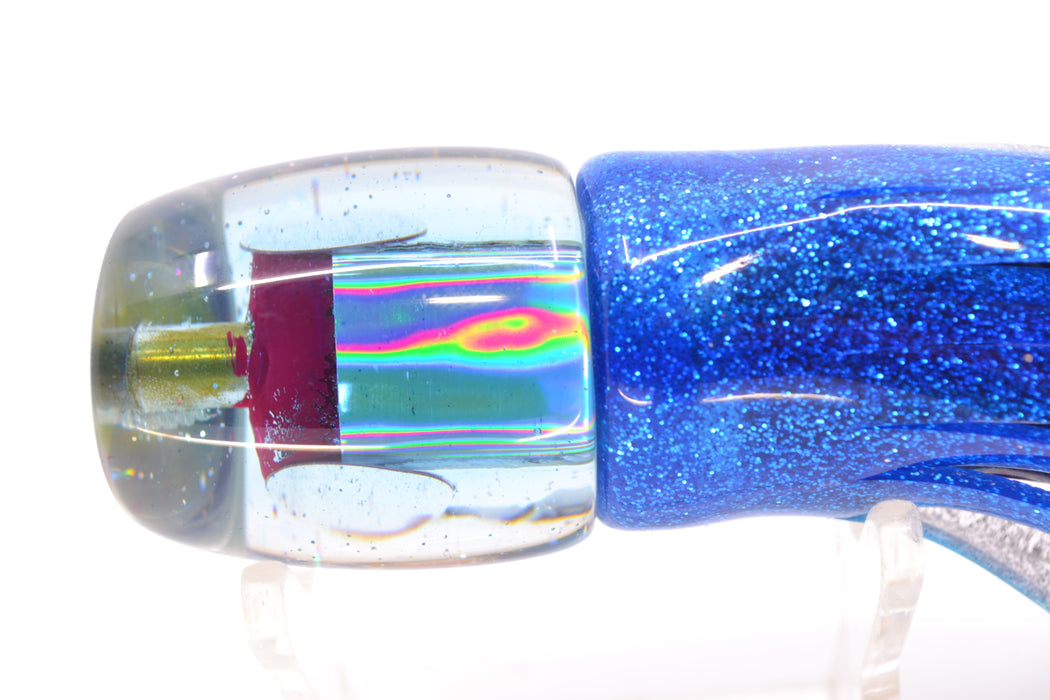 Bomboy Lures White Abalone Clear Blue Back Mini G 9" 3.5oz Skirted Blue-Silver