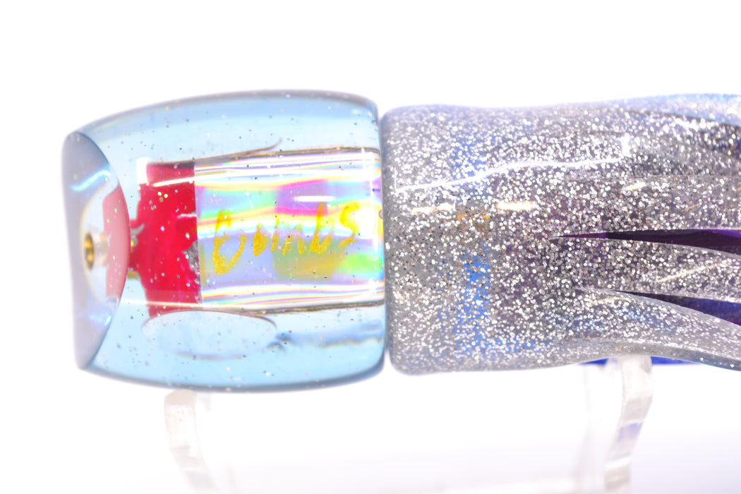 Bomboy Lures White Abalone Clear Blue Back Mini G 9" 3.5oz Skirted Blue-Silver