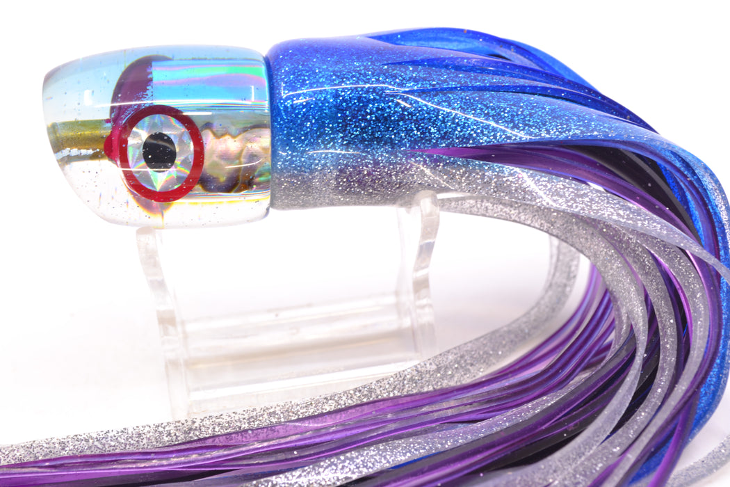 Bomboy Lures White Abalone Clear Blue Back Mini G 9" 3.5oz Skirted Blue-Silver