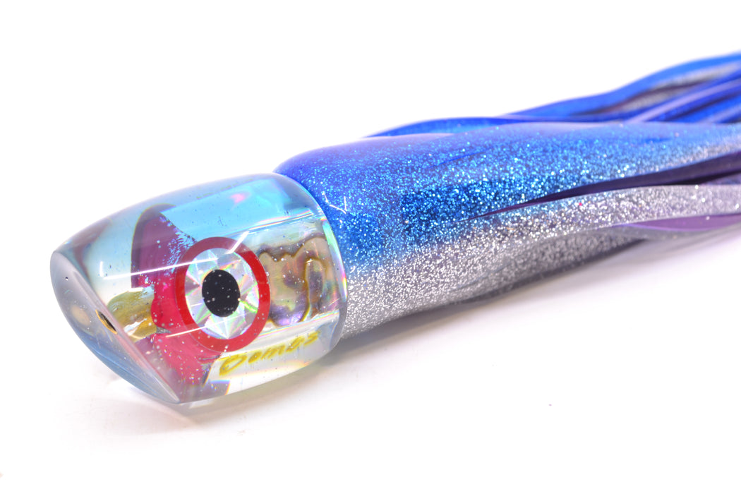 Bomboy Lures White Abalone Clear Blue Back Mini G 9" 3.5oz Skirted Blue-Silver