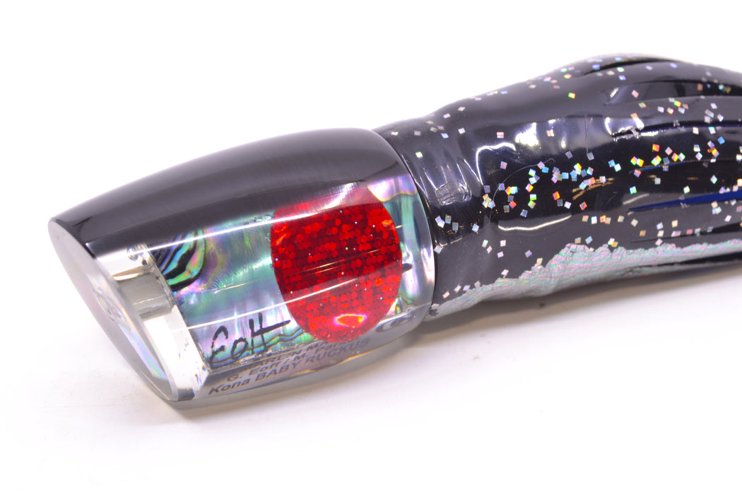 Marlin Magic Lures Blue-Purple Abalone Black Back Red Eyes Baby Ruckus 10" 6.5oz Skirted