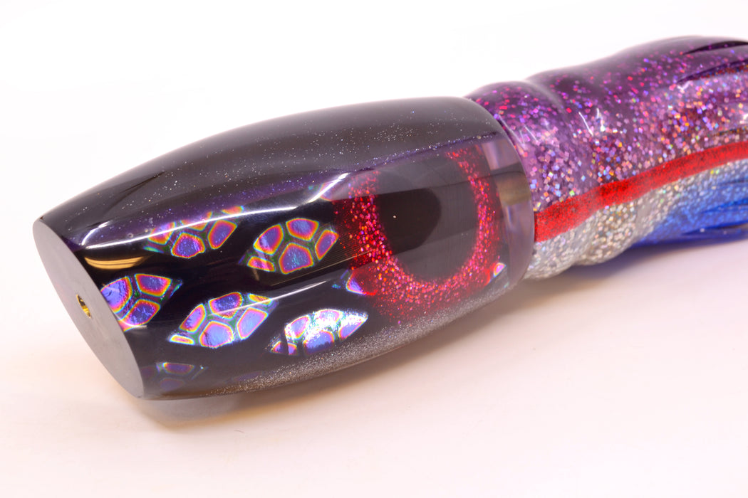 Coggin Lures Black Ellipse Dichro Black-Purple Back Maui Plunger 14" 13oz Skirted
