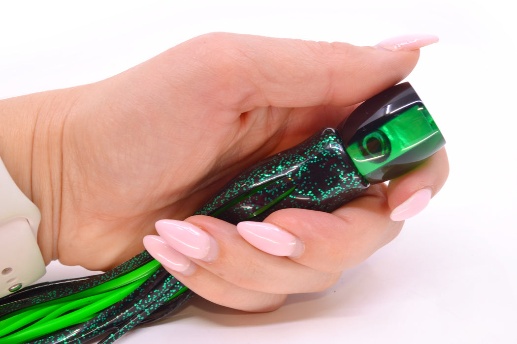 Moyes Lures Green MOP Black Back Tang 5" 3oz Skirted Black/Green