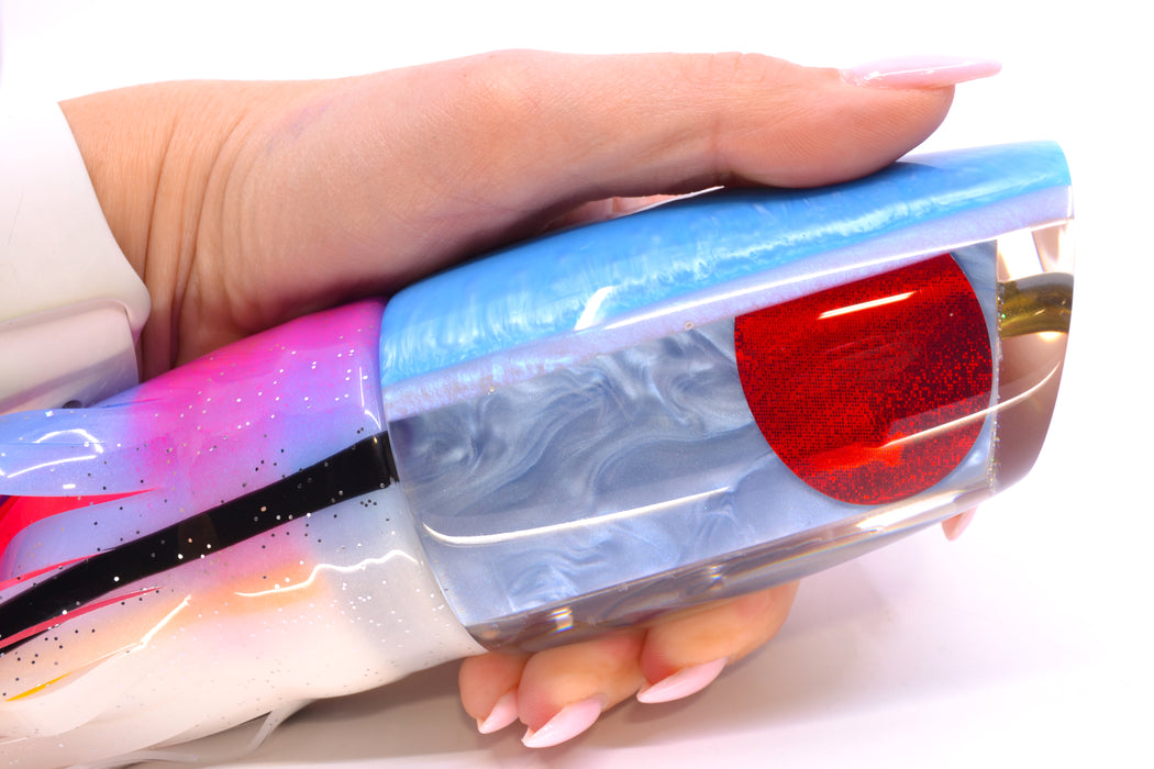 Koya Lures Silver Pearl Blue-Silver Back Red Eyes Large Poi Dog 16" 16oz Skirted Gay Bob