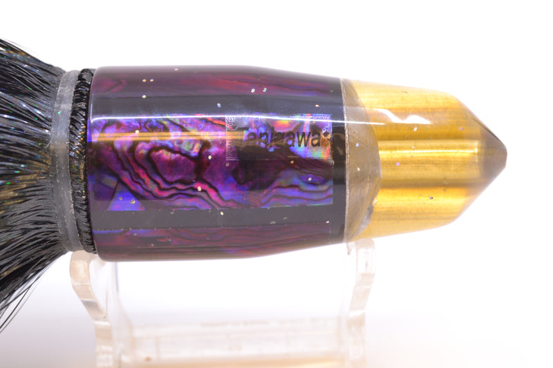 Tanigawa Lures Purple Paua Shell 2-Hole Bullet 9"+ 8.5oz Strobez Black/Purple