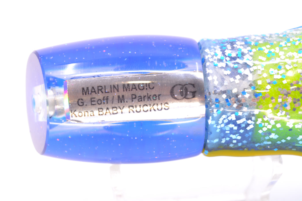 Marlin Magic Lures White Awabi Blue Back Taxi Eyes Baby Ruckus 10" 6.5oz Skirted