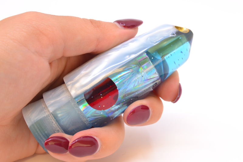 Tanigawa Lures Ice Blue Rainbow Starburst Ice Blue Back Red Eyes 2-Hole Bullet 9"+ 7.8oz