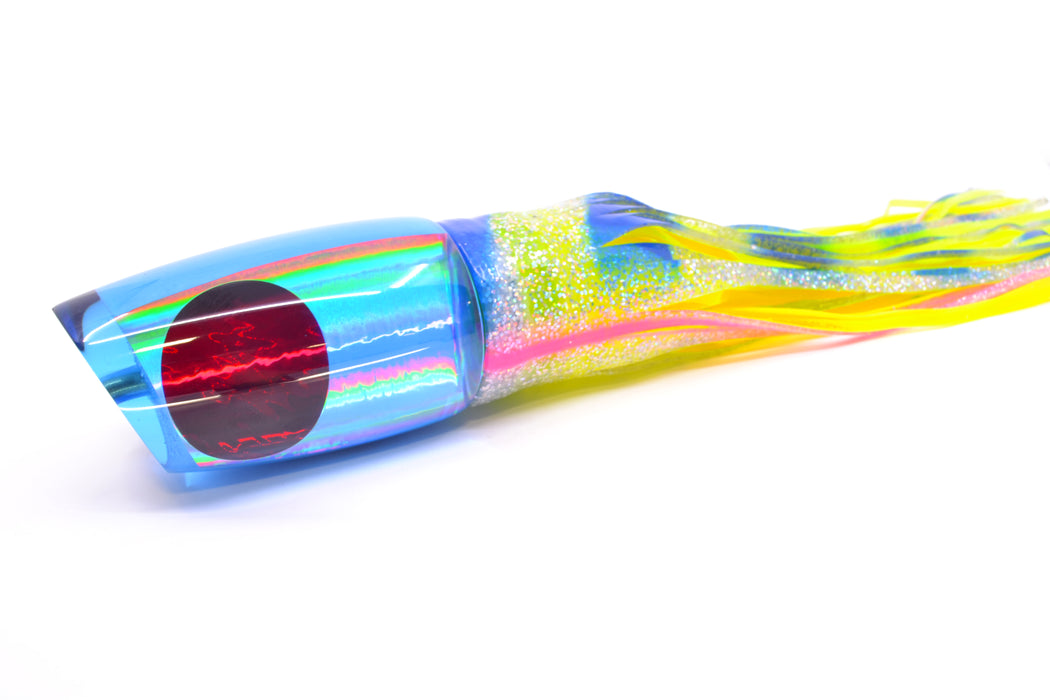 Koya Lures Ice Blue Rainbow Red Eyes Large Poi Dog 16" 16oz Skirted Blue Bars/Chartreuse