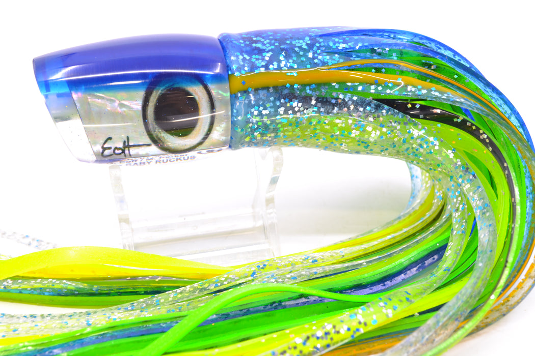 Marlin Magic Lures White Awabi Blue Back Taxi Eyes Baby Ruckus 10" 6.5oz Skirted