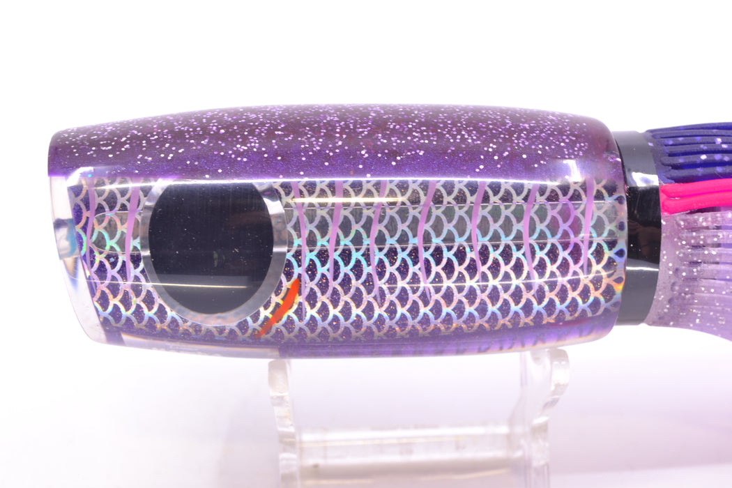 Amaral Lures Purple Pearl Rainbow Scale Light Purple Stripes Purple Back Mamba 15" 9oz