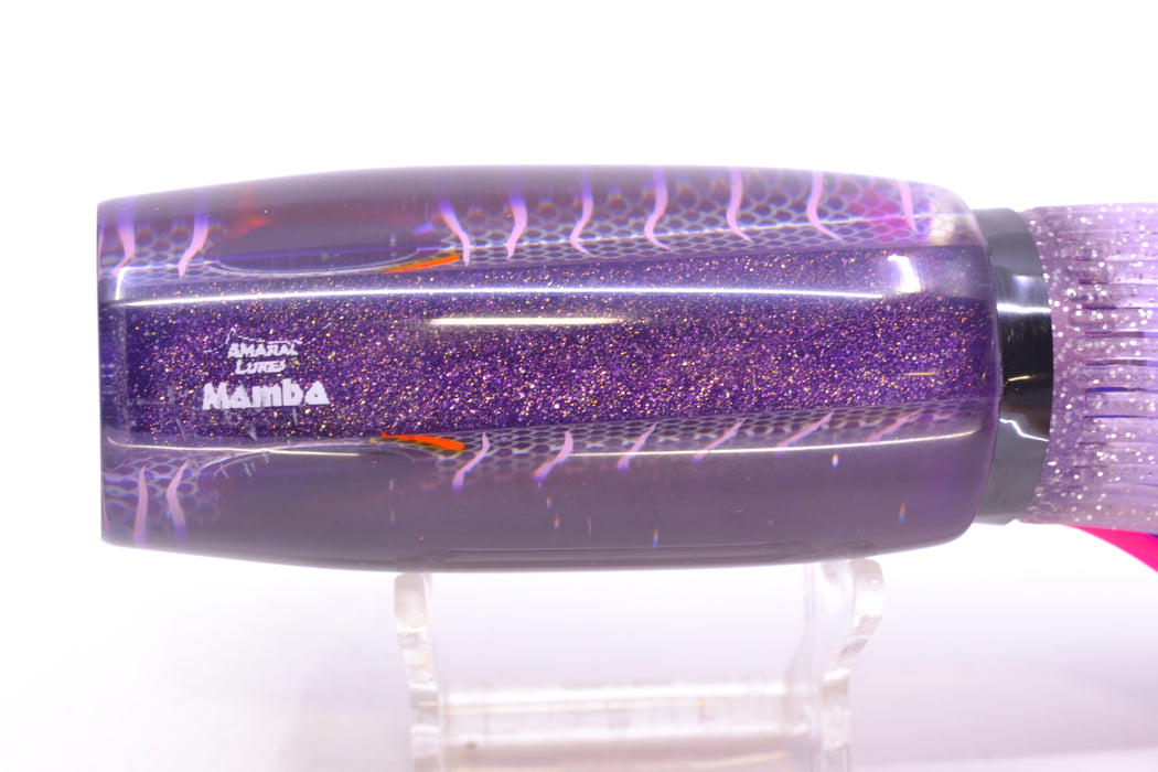 Amaral Lures Purple Pearl Rainbow Scale Light Purple Stripes Purple Back Mamba 15" 9oz