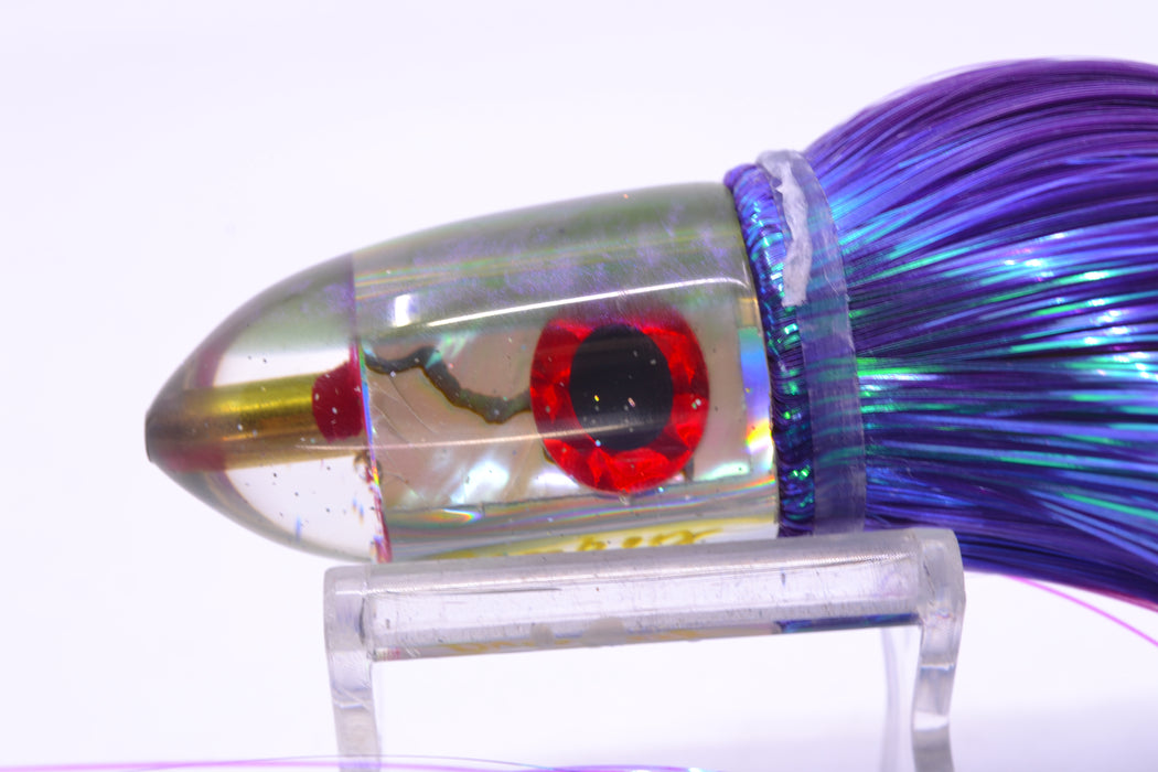 Bomboy Lures White Abalone Green/Purple Back Baby Bomb 9" 4oz Strobez Purple/Green