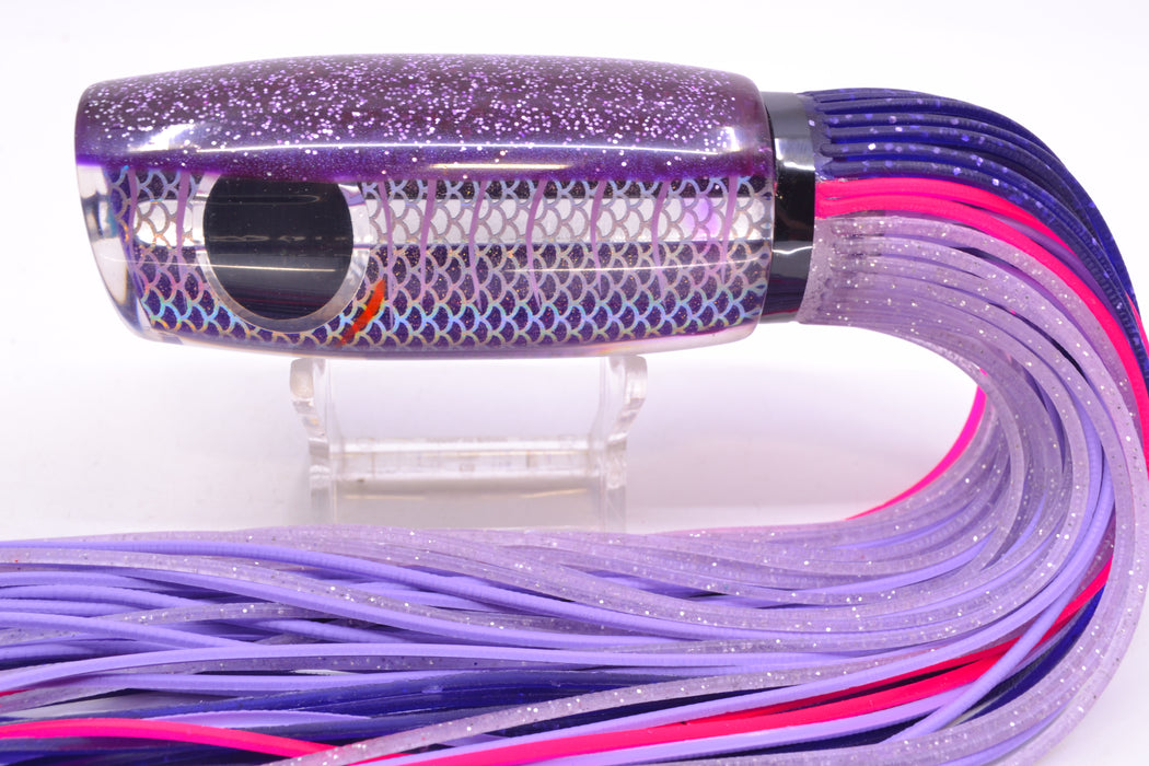 Amaral Lures Purple Pearl Rainbow Scale Light Purple Stripes Purple Back Mamba 15" 9oz