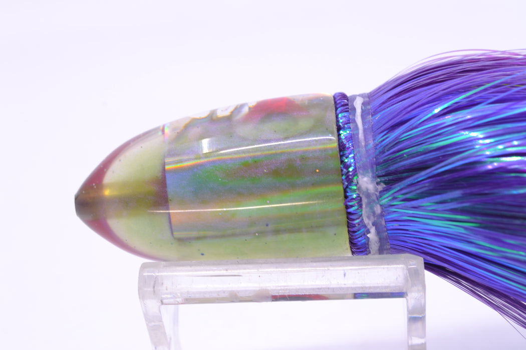 Bomboy Lures White Abalone Green/Purple Back Baby Bomb 9" 4oz Strobez Purple/Green