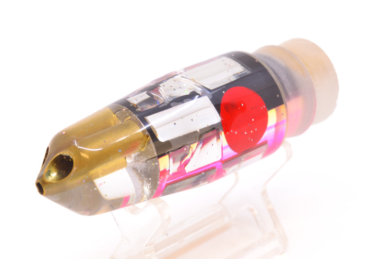 Tanigawa Lures Black-Pink Rainbow Cracked Glass Red Eyes 2-Hole Bullet 9"+ 7.8oz