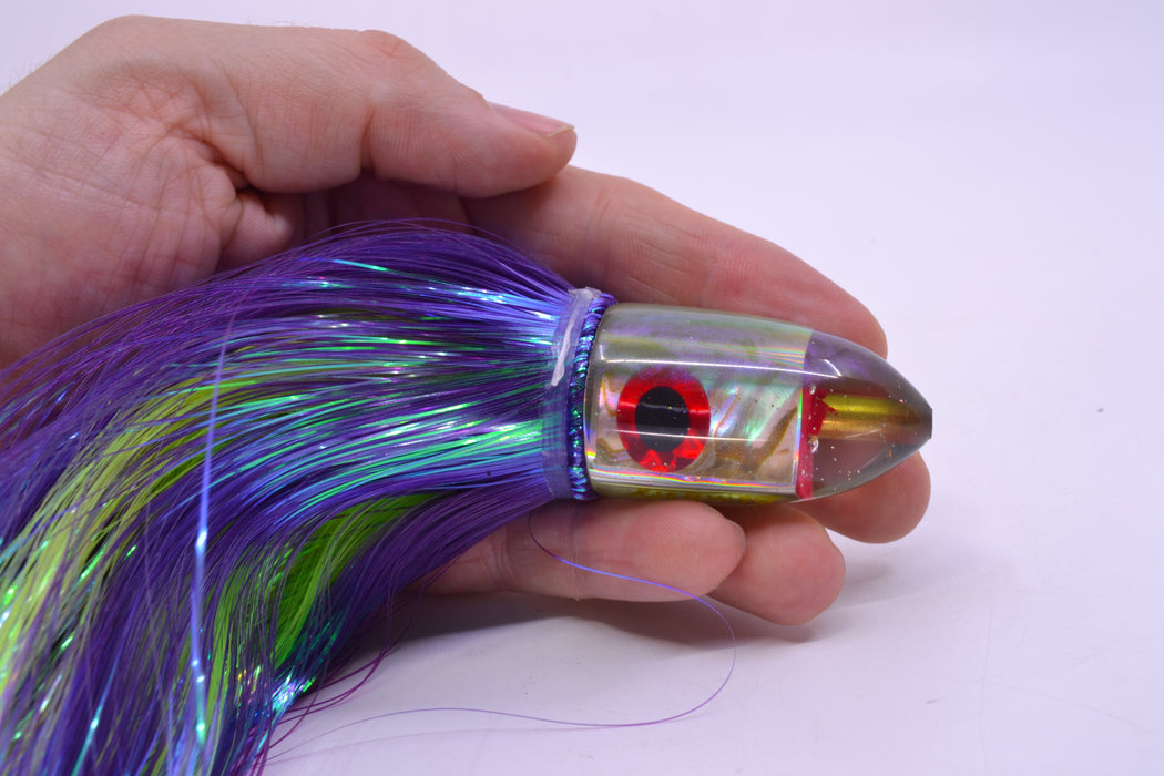 Bomboy Lures White Abalone Green/Purple Back Baby Bomb 9" 4oz Strobez Purple/Green