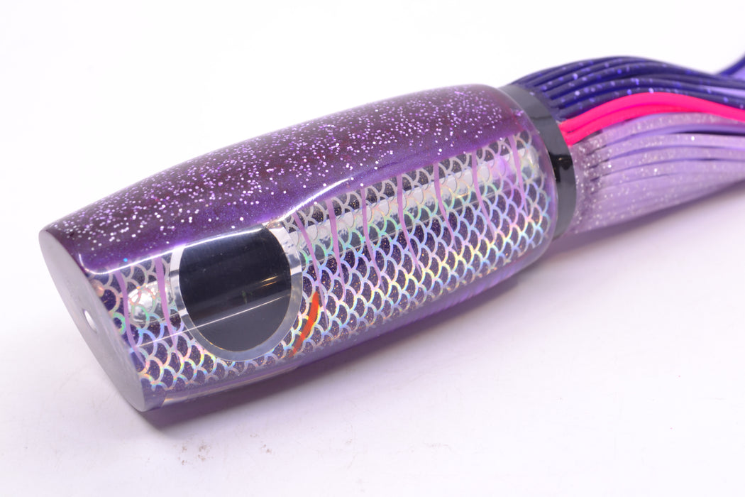 Amaral Lures Purple Pearl Rainbow Scale Light Purple Stripes Purple Back Mamba 15" 9oz