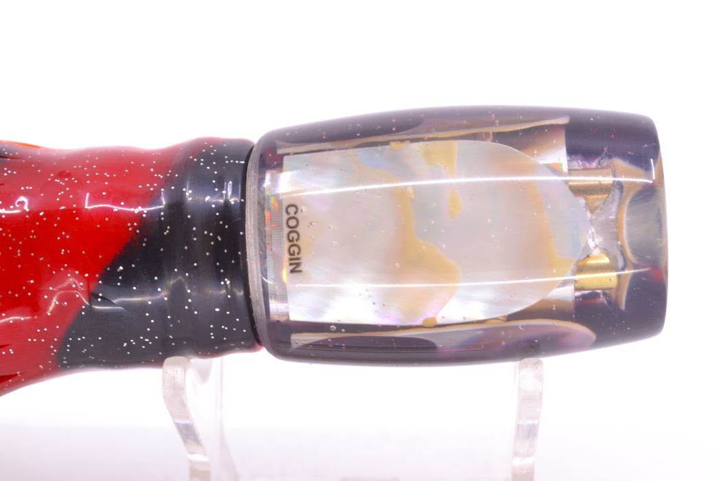 Coggin Lures Real White MOP Black-Red Back 4-Hole Kilauea Tado Invert 9" 5.5oz Skirted