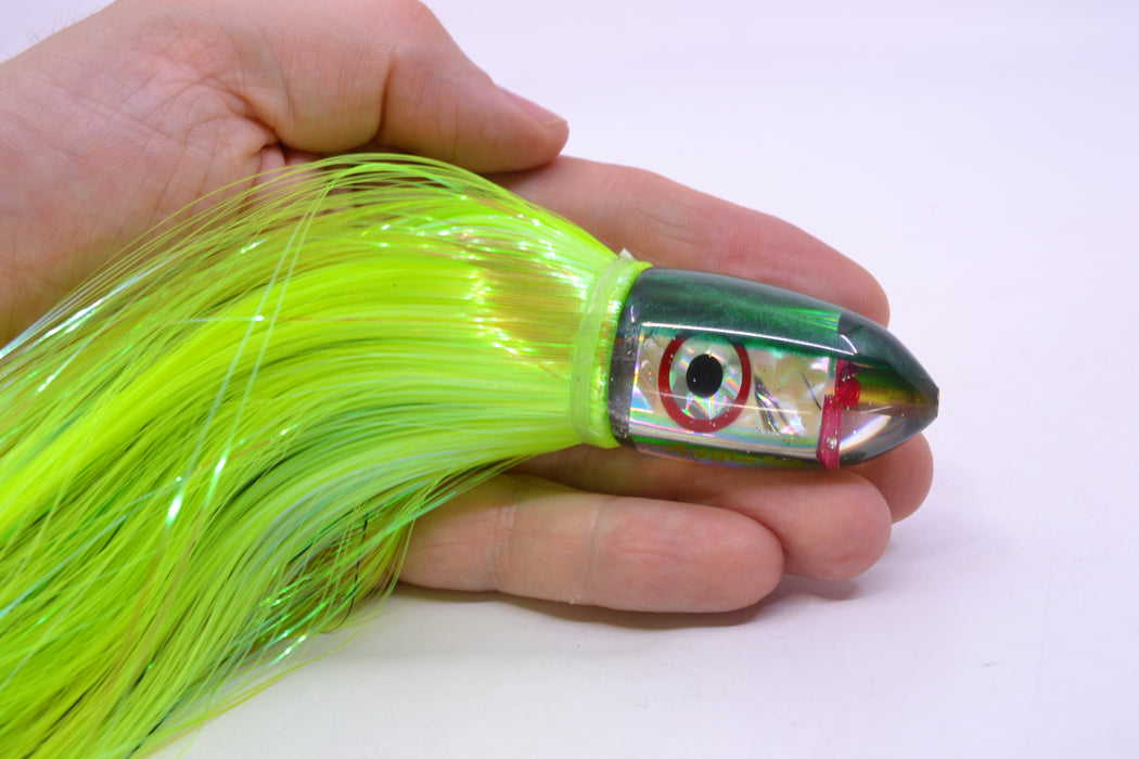 Bomboy Lures White Abalone Green Back Baby Bomb 9" 2.8oz Strobez Green/Black