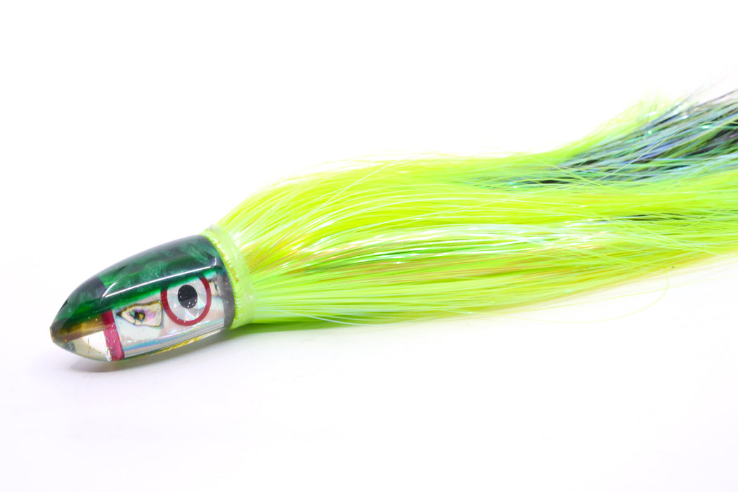 Bomboy Lures White Abalone Green Back Baby Bomb 9" 2.8oz Strobez Green/Black
